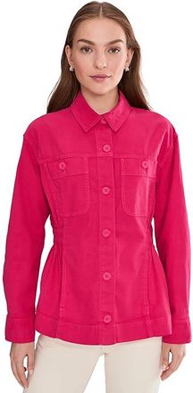 Liverpool L.A. 3/4 Sleeve Relaxed Shacket Womens Jacket Diva Pink : XS, Cotton/Linen/Lyocell