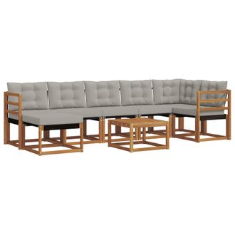 vidaXL Conjunto De Sof&aacute;s De Exterior 8 Pcs Gris Natural Y Claro Vidaxl