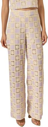 English Factory Embroidered Wide Leg Pants in Lilac at Nordstrom, Size X-Small