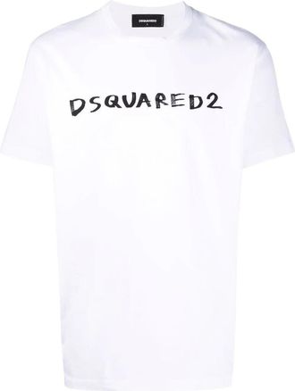 Dsquared2 Mens Icon T-Shirt in Black - White Cotton - Size X-Large