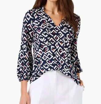 Nic+Zoe Angles Top In Indigo Multi