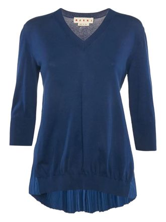 Marni Geplooide top met V-hals - Blauw