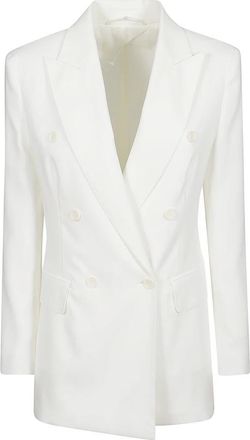 Max Mara Pagella Double-breasted Blazer - Dames - Blazers - Wit - M - Leer - Jassen