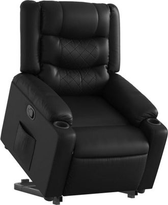 vidaXL Vidaxl - Sill&oacute;n Reclinable Elevable Cuero Artificial Negro