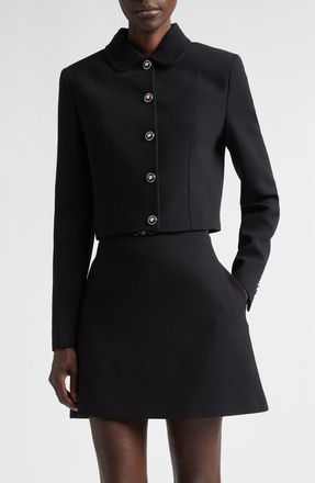 Versace Medusa 95 Double Face Virgin Wool Crepe Crop Jacket in Black at Nordstrom, Size 10 Us