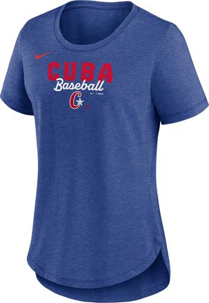 Nike Cuba National Baseball Team 2026 World Baseball Classic Arched Team Name Nike Womens T-Shirt in Blue | NKMVEX49WBB-M5V