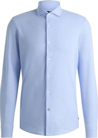 HUGO BOSS Slim-Fit Shirt In Cotton-Pique Jersey, Brand Size 40 ( Neck Size 15.75 )