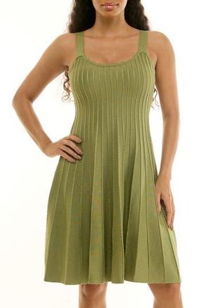 Nina Leonard Fit & Flare Rib Knit Dress in Soft Olive at Nordstrom Rack, Size X-Large