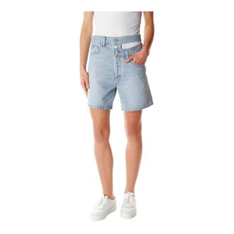 A Gold E Asymmetric Denim Shorts - Dames - Denim shorts - Blauw - W30 - Denim - Korte Broeken