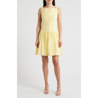 Julia Jordan Square Neck Sleeveless Cotton Dress in Yellow at Nordstrom, Size 2