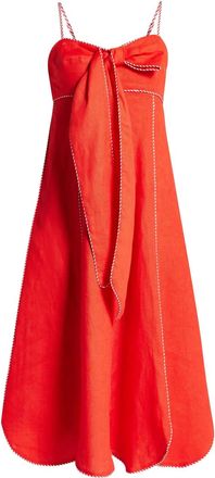 Farm Rio Abito midi in lino - Rosso