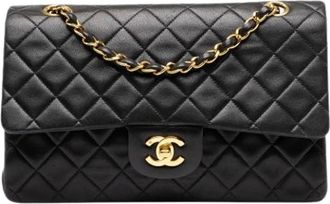 Chanel Pre-owned Vintage Double Flap Schoudertas - Dames - Vintage Schoudertas - Zwart - ONE Size - Leer - Vintage