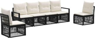 vidaXL Conjunto De Sof&aacute;s De Jard&iacute;n 6 Uds. Negro Rat&aacute;n Sint&eacute;tico Vidaxl