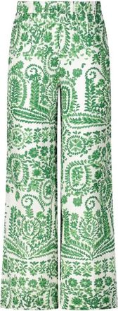 Stella Forest Bloemen Wijde Pijp Broek - Dames - Wijde Broeken - Groen - XS - Broeken