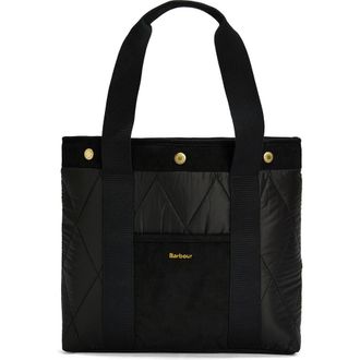 Barbour Healy Tartan Quilted Tote in Black/ancient at Nordstrom