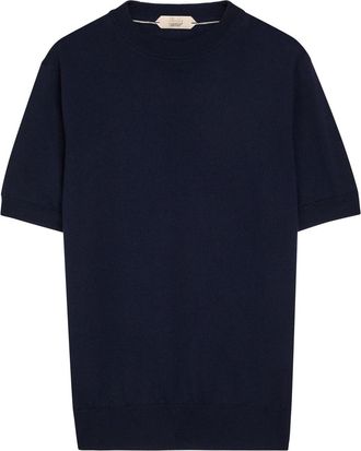 Aur&eacute;lien Knit Merino Wool T-shirt - Navy - XL