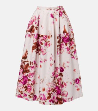 Erdem Floral cotton poplin midi skirt