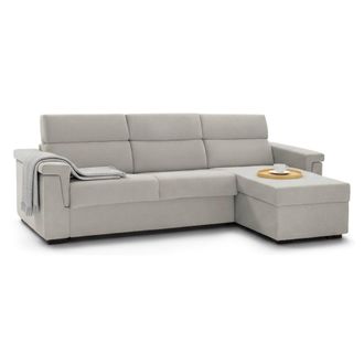 Dmora Divano Letto Con Penisola Ganzaria, Sof&agrave; Angolare Trasformabile Per Salotto, Imbottito, Sfoderabile, Qualit&agrave; 100% Made In Italy, 285x160 H100 Cm, Beig