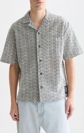 Scotch & Soda Relaxed Fit Print Camp Shirt in Bright White at Nordstrom, Size Xx-Large
