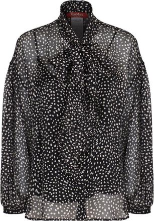 Max Mara Blouse van bedrukte chiffon - Dames - Blouses - Zwart - M - Chiffon - Overhemden
