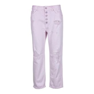 Dondup Koons Gioiello Cropped Broeken - Dames - Vrijetijds broeken - Roze - W29 - Katoen - Broeken