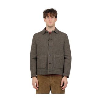Circolo 1901 Houndstooth Werkjas - Heren - Zomerjassen - Bruin - M - Wol - Jassen