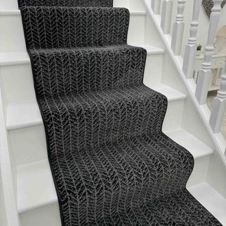 Runrug Stair Runner Carpet for Staircases - Soft & Comfy, 9mm - Empire in Black | Size: 70 cm x 690 cm