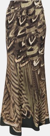 Roberto Cavalli Multicolor Printed Stretch Nylon Maxi Skirt