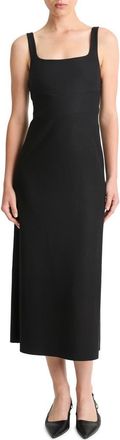 Vince Square Neck Crossover Detail Virgin Wool Blend Dress in Black at Nordstrom Rack, Size 10