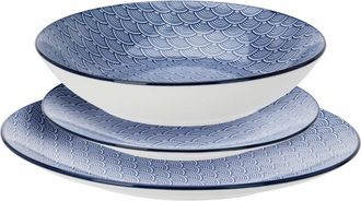 OEM Juego De Vajilla Nordic Blue De 18 Piezas