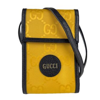 Gucci Black Yellow Nylon Canvas Leather Shoulder Bag (Pre-Owned)