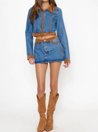 Show me your Mumu Dawson Denim Jacket In Indigo With Faux Suede