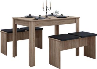ebuy24 Vcm Dining Group Set Tavoli da Cucina Gruppo Tavoli Dimensioni Tavolo ca. a. 75 x l. 110 x p. 70 cm Con due panche Set tavolo da pranzo - Esal xl