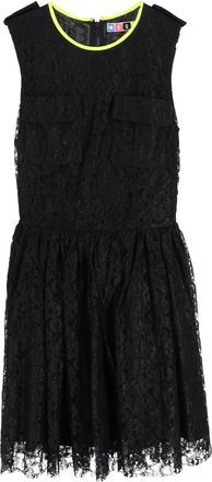 Msgm Mini Skater Dress in Black Lace