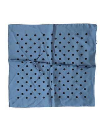 Dolce & Gabbana Blue Polka Dot Square Handkerchief Mens Scarf