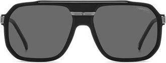 Carrera 60mm Polarized Oversize Aviator Sunglasses in Matte Black Dark Ruthenium at Nordstrom