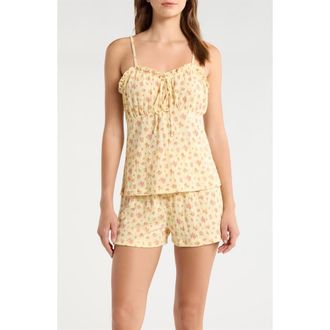 French Connection Ruffle Trim Short Pajamas in Pale Yellow at Nordstrom, Size X-Large