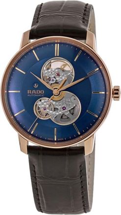 Rado Coupole Automatic Open Heart Blue Dial Leather Strap Mens Watch R22895215