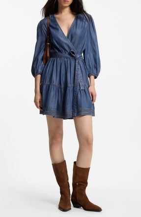 Boss Orange by Hugo Boss Balloon Sleeve Minidress in Denim Blue at Nordstrom, Size 12
