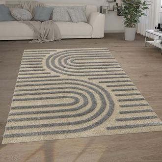 Paco Home Paco Home - Alfombra Sal&oacute;n Pelo Largo Shaggy Efecto 3d &Eacute;tnica Boho Vintage Suave 160x220 Cm, Gris 4