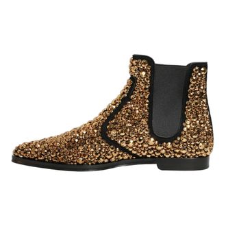 Dolce & Gabbana Chelsea Boots, female, Yellow, Size: 14 US Embellished Chelsea Ankle Boots