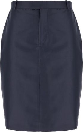 Gucci Rok van fijne zijde faille - Dames - Kokerrokken - Blauw - M - Katoen - Rokken