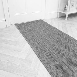 Runrug Carpet Runner Rug - Indoor/Outdoor, Reversible, 2mm - Stripes in Grey | Size: 60 cm x 360 cm