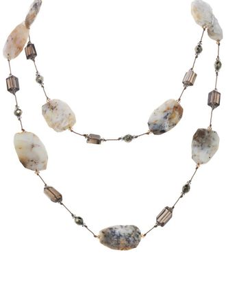 Margo Morrison Silver Dendrite Opal, Pyrite, Smoky Quartz Necklace