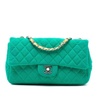 Chanel Pre-owned Womens Medium Classic Mesh Single Flap - Dark Green Textile - One Size