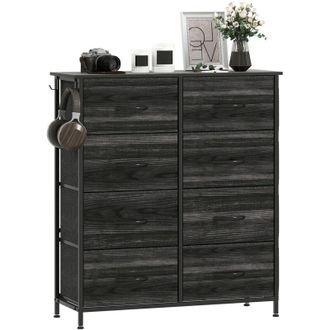 HOMCOM Homcom - Fabric Chest of Drawers, 8 Drawer Dresser for Bedroom, Black