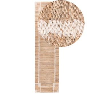 Beliani Runner Rug Light Beige Jute 80 x 300 cm with Pattern Rectangular Woven Rustic Style Living Room Bedroom GONDIA