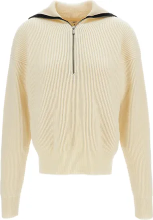 Barena Cream Merino Wool Half-Zip Sweater