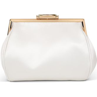 Badgley Mischka Sky Framed Clutch with Crystal Clasp in White at Nordstrom, Size Small