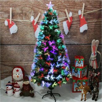 Trade Shop Trade Shop - Albero Di Natale In Fibra Ottica 150cm Verde Multicolori Con Punta Stella A Led